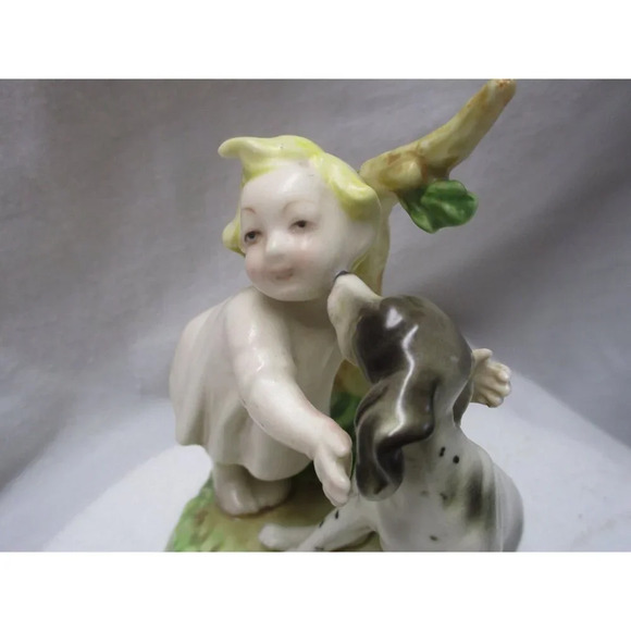 Little Girl Child With Dog, Bisque Figurine, S8406, Andrea , SADEK, dog lover, - Picture 5 of 7